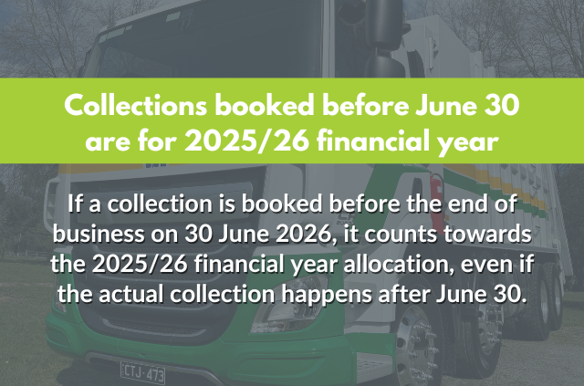 Collections booked before June 30 are for 2025/26 financial year